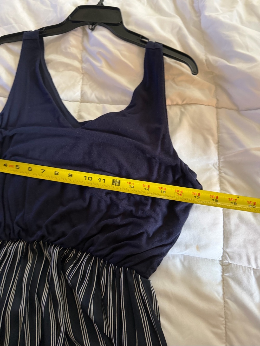 Navy V-Neck Sleeveless Striped Midi Dress - Picture 8 of 8